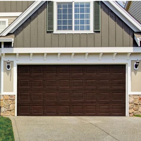 Wood-look garage door paint kits Wood Look Paint, Garage Door Kit, Garage Door Paint, Garage Door Panels, Wooden Garage Doors, Garage Door Types, Garage Door Styles, Wood Garage Doors, Garage Door Makeover