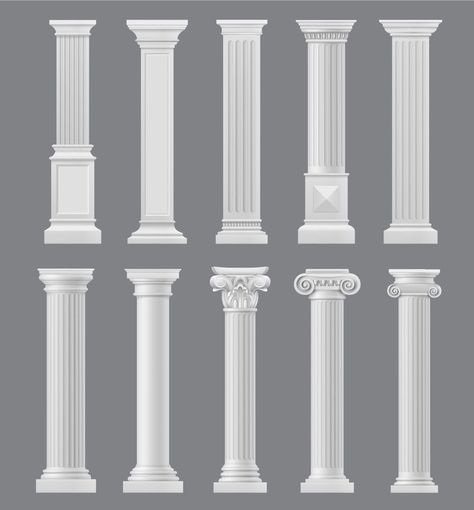 Piller Design Columns, Pillar Design Interior, House Pillar Design, Rome Tattoo, House Pillars, House Columns, Classic Column, Cornice Design, Interior Columns