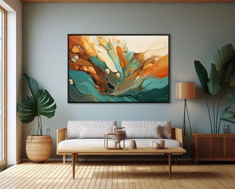 Aqua Living Room Decor, Copper Bedroom Decor, Orange And Teal Bedroom, Teal Poster, Terracotta Living Room, Aqua Living Room, Burnt Orange Living Room, Teal Living Room Decor, Copper Living Room