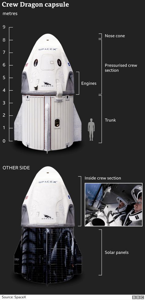 SpaceX Nasa Mission: Astronauts on historic mission enter space station - BBC News Spacex Dragon, Nasa Engineer, Nasa Spacex, Spacex Launch, Nasa Images, Nasa Missions, Aerospace Engineering, Nasa Astronauts, Spaceship Design