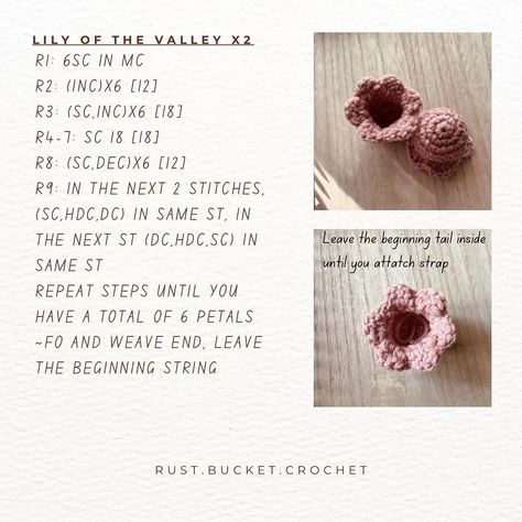 Free lily of the valley pattern !-Credit @rust.bucket.crochet you can find more free and exclusive patterns in the bio link enjoy!!. . . . #crochetamigurimi #crochetamigurumis #crochetamigurumis🧶 #crochetamigurumidolls #crochetamigurumibears #crochetamigurumi #crochetpatternsandtutorials #crochetpatternsforbeginners #crochetpatternsforsale #crochetpatternsuccess #crochetpatternshawl #crochetpatternsfree #crochetpatternstore #crochetpatternshop #crochetpatterns #crochetaddict #freepatternsam... Lily Of The Valley Knitting Pattern, How To Crochet A Lily Flower, Crochet Flowers Lily Of The Valley, Lily Flower Crochet Pattern, Lily Of The Valley Crochet Tutorial, How To Crochet Flowers Free Pattern, Crochet Lily Of The Valley Tutorial, Crochet Lily Of The Valley Pattern, How To Crochet Lily Of The Valley