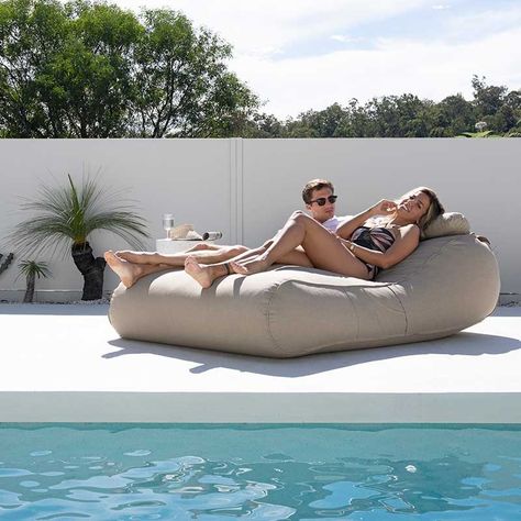 Bean Bag Outdoor, Bean Bag Design, Spanish Courtyard, Bean Bag Bed, Diva Den, Outdoor Bean Bag, Pool Lounge, Deck Plans, Pool Furniture