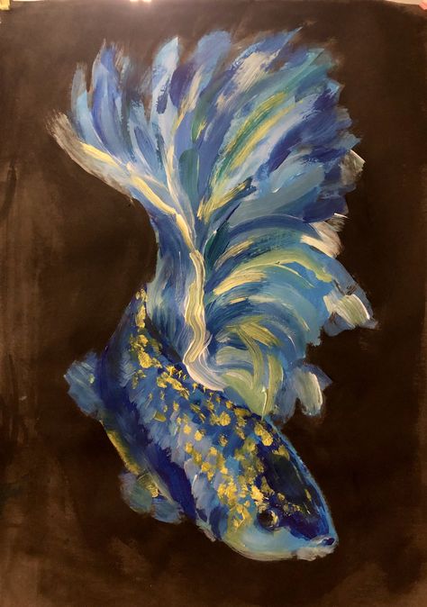 Betta Fish Acrylic Painting, Acrylic Fish Painting Easy, Squid Painting Acrylic, Fish Tank Painting, Fish Oil Pastel, Fish Painting Abstract, Fish Painting Acrylic, Fish Acrylic Painting, Artbook Design