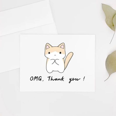 Thank U Card, Cute Card, Cat Cards, Personalized Note Cards, Not Enough, Hand Designs, Cute Cards, Note Cards, Cute Cat