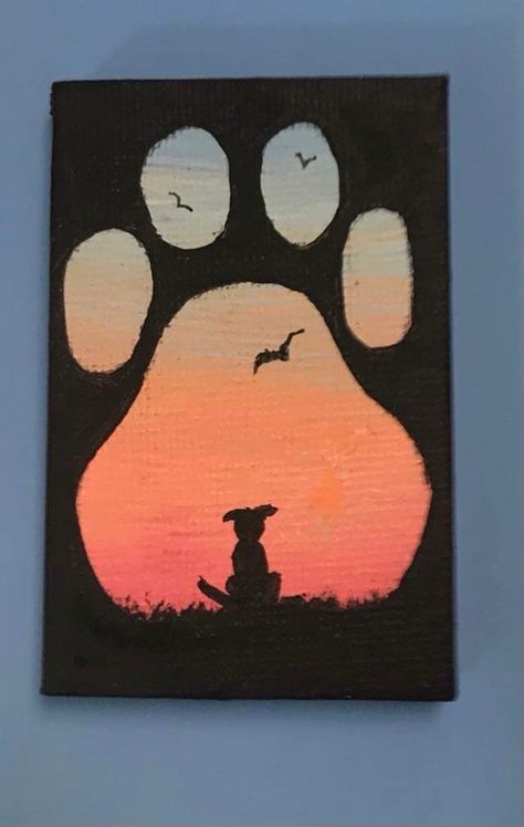 Simple Dog Painting, Silhouette Painting, Small Canvas Paintings, Small Canvas Art, Dog Silhouette, Small Canvas, Dog Paintings, Book Art Drawings, Diy Art Painting