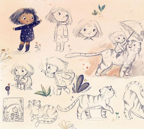 6,385 Me gusta, 62 comentarios - Lucy Fleming (@illustratelucy) en Instagram: "Character sheet 🐯- planning/designing and just being playful with sketching is definitely a habit…" Childrens Book Characters, Illustrated People, Children's Book Characters, Book Illustration Design, Story Books Illustrations, Kids Story, Illustration Art Kids, Picture Books Illustration, Childrens Books Illustrations