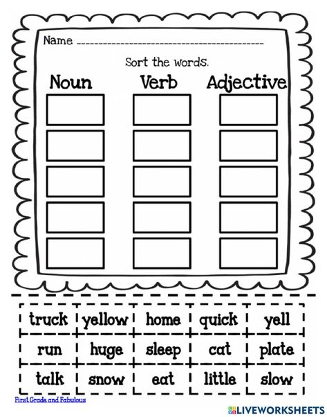 Noun Verbs Adjectives Worksheet, Verb Noun Worksheet, Nouns Adjectives And Verbs Activity, Noun Adjective Worksheet, Verbs And Adjectives Worksheet, Verb And Noun Worksheet, Verb Noun Adjective Worksheet, Noun And Adjective Worksheet, Adjectives And Nouns Worksheet