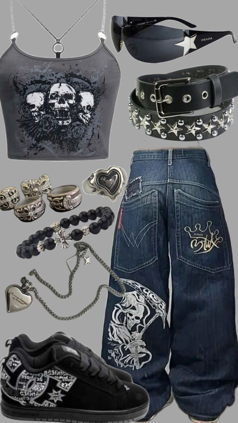 Popular Styles, Summer Outfits Y2k Grunge, Emo Concert Outfit Punk Rock, Sui̇ci̇deboys Concert Outfits, Where To Buy Y2k Grunge Clothes, Y2k Grunge Tops, Black Y2k Top For Alternative Fashion, Metal Outfits, Grunge Outfits Summer