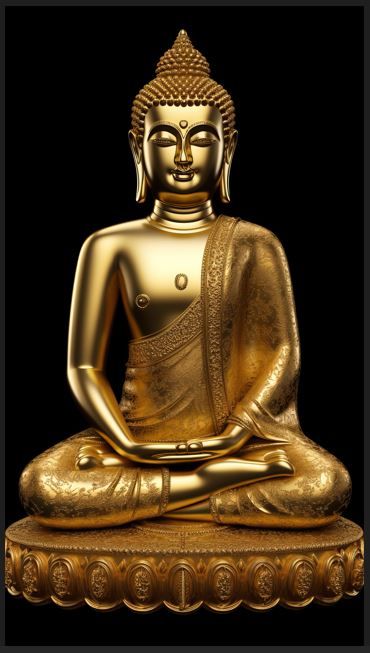 Buddha Image, Golden Color, Black Background, Black Backgrounds, Black, Color