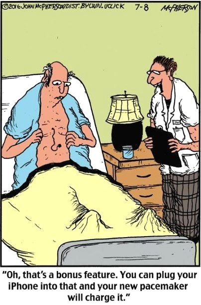 your pacemaker will also charge your iPhone Close To Home Comic, Surgery Humor, Doctor Jokes, Medical Jokes, Hospital Humor, Medical Memes, Calcium Deficiency, Nursing Humor, Doctor Humor