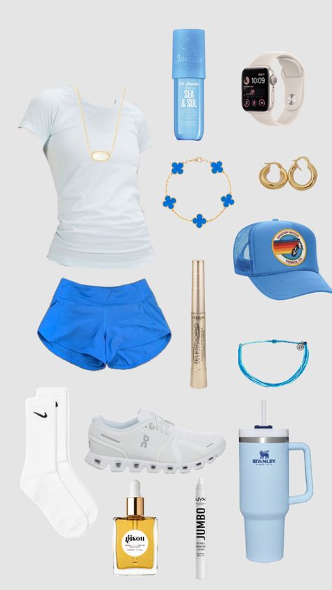 #outfitinspo #blue #preppy #lulu #lululemon #aviatornation #beauty Lulu Outfits, Blue Preppy, Gymwear Outfits, Preppy Inspiration, Cute Nike Outfits, Lululemon Outfits, Cheer Outfits, Preppy Summer Outfits, Fitness Wear Outfits