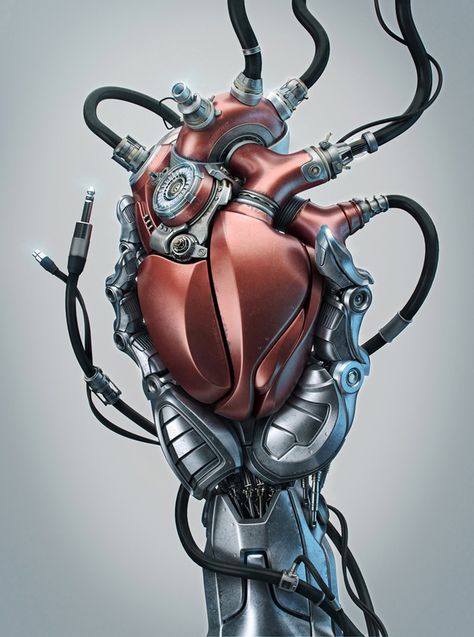 Mechanical Parts, Arte Robot, Arte Cyberpunk, 3d Modelle, Tableau Art, Ex Machina, Mechanical Design, Steam Punk, Heart Art