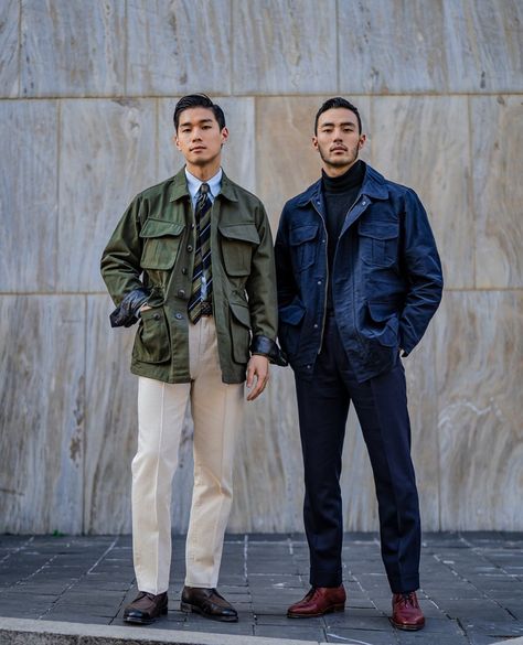 Classic Menswear Vintage, Japanese Winter Outfits Men, Amekaji Mens Fashion, Japanese Americana Fashion, Japanese Americana Fashion Men, Japanese Workwear Vintage, Americana Fashion Men, Black Men Casual Style, Japanese Americana