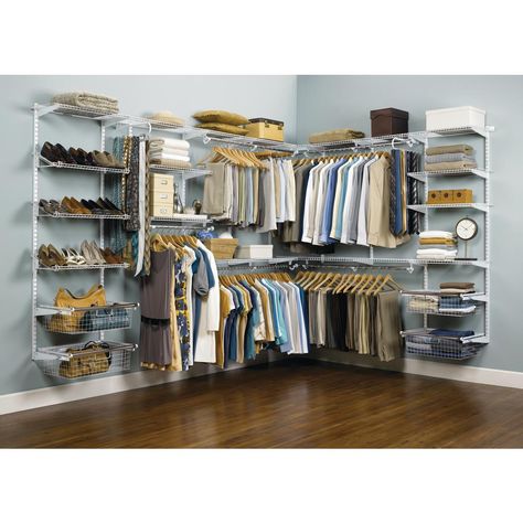 Rubbermaid Closet Configurations – Storage & Organization – The Home Depot Rubbermaid Closet Organizer, Rubbermaid Closet, Best Closet Systems, Wire Closet Systems, Diy Closet System, Closet Organizer Kits, Wire Closet Shelving, Messy Closet, Closet Kits