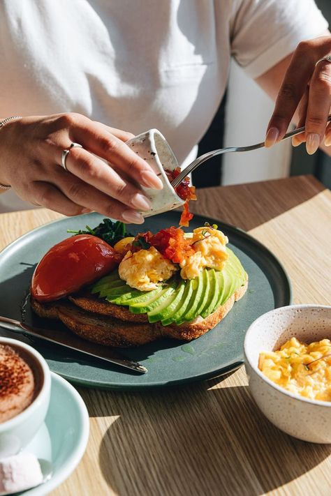 Add Some Chilli Chutney? Elevate Your Classic Avocado Toast #overdone Avocado Toast Food Photography, Lunch Photo Instagram, Breakfast Photography Morning, Food Aesthetics Instagram, Avocado Toast Photography, Toast Photoshoot, Restaurant Lifestyle Photography, Restaurant Story Ideas, French Food Photography