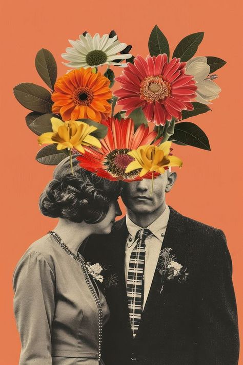 Vintage couple floral collage | free image by rawpixel.com / Fluke Couple Graphic Design, Couple Collage, Collage Invitation, Vintage Collage Art, Vintage Couple, Floral Collage, Love Collage, Photoshop Ideas, Texture Graphic Design