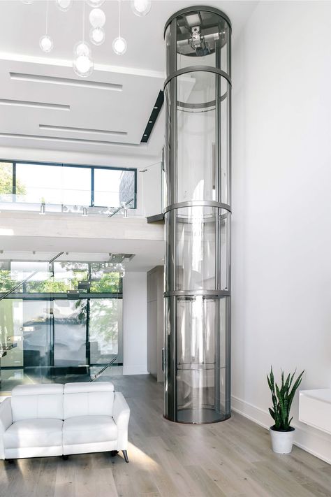 Vuelift Mini Glass Elevator - Azure Magazine | Azure Magazine Magazine Diy, Home Elevators, House Lift, Elevator Interior, Elevator Design, Glass Elevator, Diy Furniture For Small Spaces, Lift Design, Folding Furniture