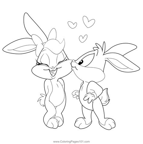 Kid Bugs Bunny And Kid Lola Bunny Coloring Page Bugs Bunny And Lola, Bugs Bunny Drawing, Bunny Printable, Bunny Coloring, Disney Drawings Sketches, Bunny Tattoos, Bunny Coloring Pages, Cartoon Character Tattoos, Chicano Drawings