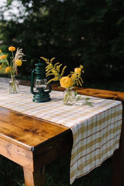 Wedding Centerpieces Rustic, Rose Gold Candle Holder, Floating Centerpieces, Centerpieces Rustic, Hanging Centerpiece, Family Style Table, Reception Tablescapes, Low Centerpieces, Checkered Tablecloth