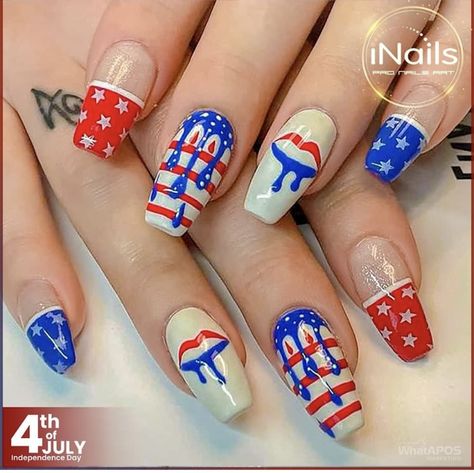 Patriotic Nail Designs, 4th Of July Nail Designs, July Nail Designs, Patriotic Nail, 4th Of July Nail, Patriotic Nails Design, Firework Nails, Flag Nails, Checkered Nails