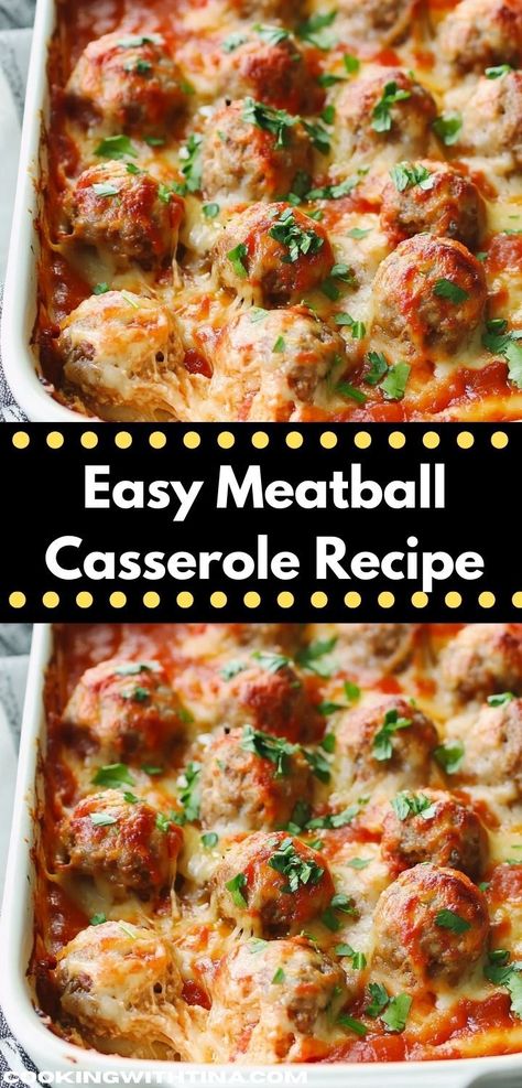 Need a simple yet satisfying dinner idea? This Meatball Casserole Recipe combines savory meatballs with rich tomato sauce, ensuring a quick and delightful meal that’s perfect for any family gathering. Meatball Bake Recipes, Recipes Using Meatballs, Meatball Side Dishes, Kid Friendly Casseroles, Quick Casserole Recipes, Meatball Casserole Recipe, Meatballs Pasta, Pasta Marinara, Savory Meatballs