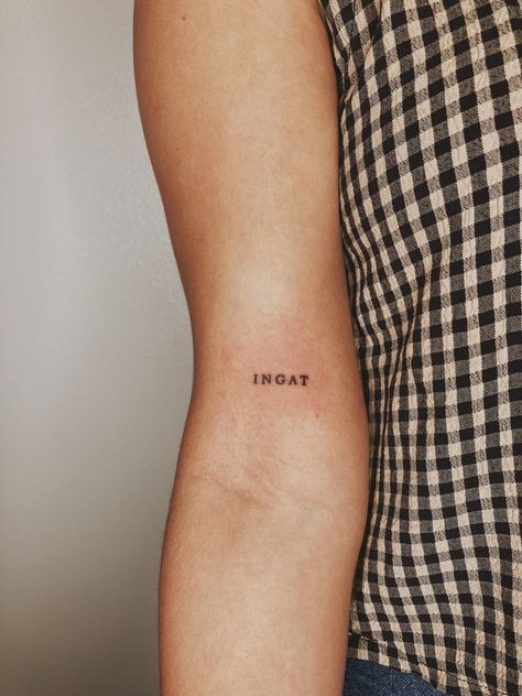 Small fine line tattoo simple minimalist word font Ingat Tagalog take care sweet Tagalog Words Tattoo, Filipino Word Tattoos, Tagalog Tattoo Beautiful Words, Made In Philippines Tattoo, Minimalist Filipino Tattoo, Dainty Filipino Sun Tattoo, Dainty Filipino Tattoo, Philippines Star Tattoo, Tattoo Philippines