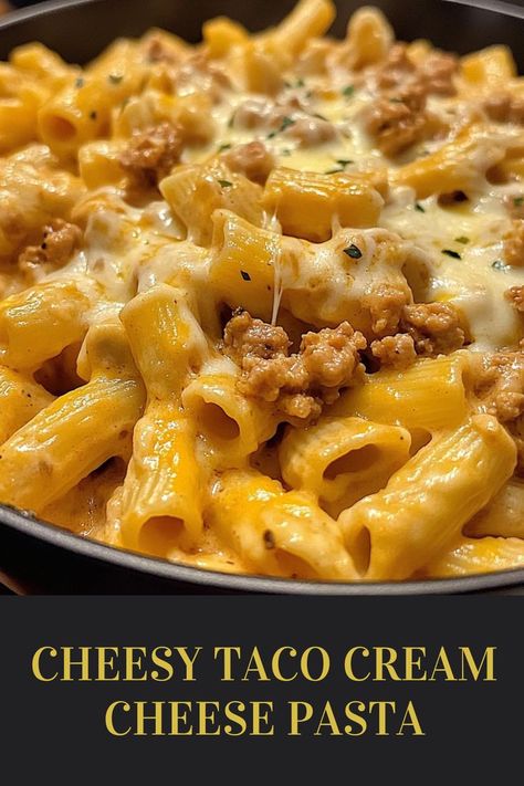 Ingredients: 3/4 bag of ziti noodles 1 lb ground beef 1 package taco seasoning... Taco Meat And Noodles, Meatless Taco Pasta, Taco Shells Pasta, Taco Pasta With Cream Cheese, Cream Cheese Pasta Recipes, Pasta With Cream Cheese, Creamy Taco Pasta, Ziti Noodles, Cheesy Taco Pasta