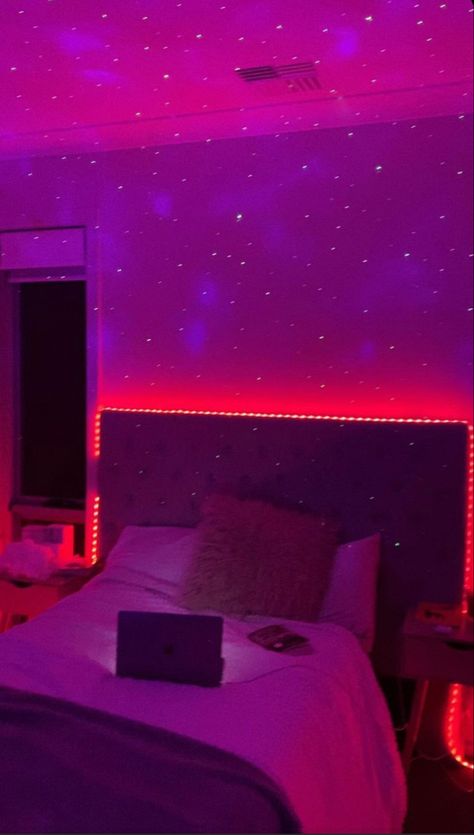 Tiktok Room, Neon Bedroom, Led Lighting Bedroom, Bedroom Door Design, Neon Room, Indie Room, Cute Bedroom Decor, Redecorate Bedroom, Dreamy Room