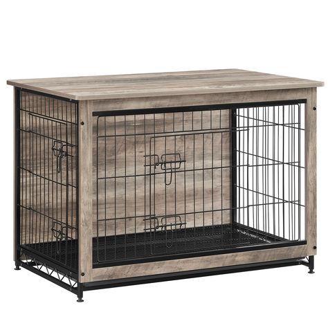 When Should You Use a Dog Crate? If your dog needs a retreat of its own to rest and relax. If your dog tends to destroy your home when you're away. If your dog is afraid of strangers and needs a place to feel safe. Why Choose this Furniture-Style Dog Crate? Easily blends in your home: With a rustic finish, it elevates your space. Works for you, too: With a spacious top, it doubles as an end table or bedside table. Customizable to fit your space: The side door can be installed either on the left Space Saving Dog Crate, Bedroom Dog Crate, Dog Corner Ideas, Dog Crate Ideas, Custom Dog Crate, Dog Crate Table, Furniture Style Dog Crate, Wood Dog Crate, Crate End Tables