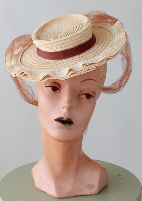 Vintage Headwear, Straw Boater, Boater Hat, Hat Stands, 1940s Fashion, Best Wear, Hat Pins, Mad Hatter, Hats Vintage