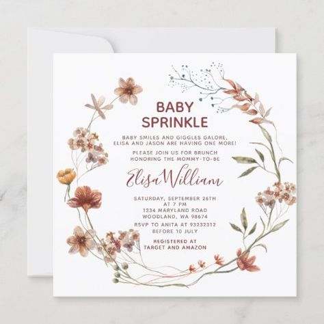 $3.30 | Autumn Wildflowers Watercolor Baby Sprinkle #a little wildflower, wild flower invite, wildflower is on the way, gender neutral, rustic boho floral, wildflower watercolor, wildflower watercolor baby sprinkle, baby sprinkle, boho wildflowers, autumn wildflowers Fall Baby Sprinkle Ideas, Baby Sprinkle Invitations Wording, Autumn Wildflowers, November Baby Shower, Sprinkle Baby Shower Invitations, Wildflowers Watercolor, Diaper Party, Fall Baby Shower Invites