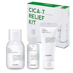 COSRX CICA Relief Kit | Toner, Serum, Cream with Centella Asiatica | Sensitive Skin, Soothing, Moisturizing | Travel Size Set, Gift Set, Korean Skin Care, Not Tested on Animals, Paraben Free Cosrx Cica, Heal Skin Fast, Oily Skin Toner, Skin Shine, Lip Scrubs, Serum Cream, Cream Serum, Skin Care Kit, Toner For Face