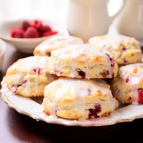 Easy Lemon Raspberry Scones Raspberry Lemon Scones, Lemon Raspberry Scones, Lemon Scones Recipe, Best Scone Recipe, Cherry Scones, Baking Scones, Raspberry Scones, Scones Recipe Easy, Lemon Scones