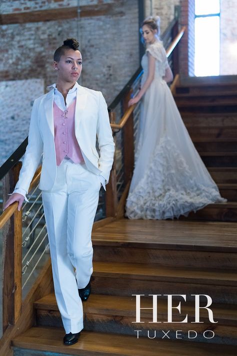 Womens Ivory Tuxedo Suit – Her Tuxedo Female Wedding Suit Brides, Womens Tuxedo Suit, Lesbian Wedding Outfits Suits Style, Female Wedding Suit, Trans Wedding, Wedding Tuxes, Tuxedo Women Suits, Lesbian Wedding Outfits, Wedding Suit Women