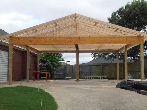 Wood Carport Kits, Carport Addition, Carport Design, Wooden Carports, Building A Carport, Carport Ideas, Diy Carport, Timber Garage, Carport Patio