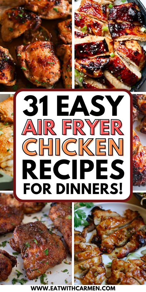 air fryer chicken recipes collage Air Fryer Recipes Easy Dinner Chicken, Air Fryer Recipes Chicken Boneless, Air Fryer Boneless Skinless Chicken Breast Recipes Easy, Boneless Skinless Chicken Thigh Recipes Air Fryer Recipes, Chicken Breast Recipes In Air Fryer, Air Fryer Chicken Recipes Healthy, Boneless Chicken Breast Recipes Airfryer, Easy Air Fryer Chicken Recipes, Air Fryer Chicken Breast Boneless