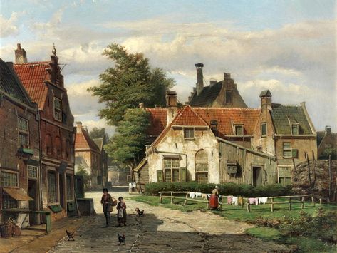 19th Century Paintings, Live Picture, Century City, Artist Sketchbook, Winter Painting, Dutch Painters, Historical Art, Street Scenes, Painting Illustration