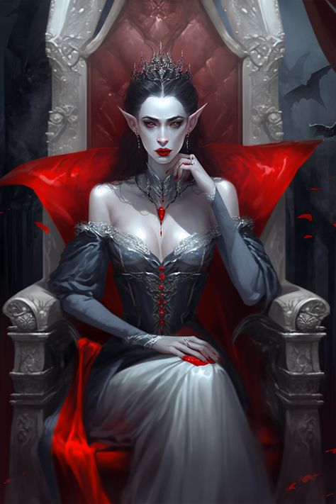 ArtStation - Vampire Queen Vampires Fantasy Art, Vampire Illustration Art, Vampire Art Female Gothic, Dnd Vampire Art, Dark Queen Art, Vampire Female Art, Dark Vampire Art, Fantasy Vampire Art, Fantasy Queen Art