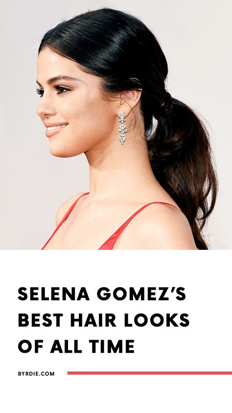 Selena Gomez Dark Hair, Selena Gomez Hairstyles, Selena Gomez Slicked Back Hair, Selena Gomez Slick Bun, Selena Gomez Best Hairstyles, Selena Gomez Half Up Half Down, Selena Gomez Hair Color, Selena Gomez Braided Hair, Selena Gomez Birthday