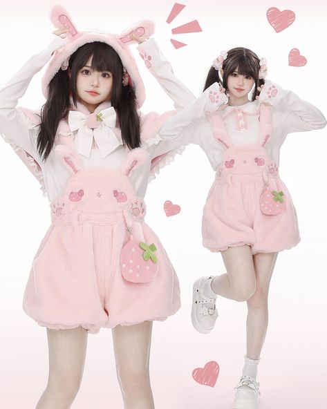 Super cute winter fleece overall shorts and skirts! 🐤🐇🧸 Now available for preorder. Find them here: https://www.devilinspired.com/to-alice 🐧 Stay tuned, the penguin version is coming soon! #kawaii #cutecore #kawaiifashion #cuteclothes