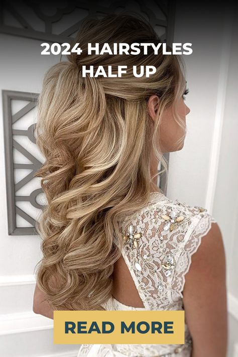 2024 Hairstyles Half Up Up Down Hairstyles For Wedding, Down Wedding Hairstyles With Braid, Romantic Hairdos For Wedding, Formal Bridal Hair, Brids Mades Hair Styles Half Up, Hairstyle For Quince Guest, Semi Formal Wedding Guest Hair, Homecoming Hairstyles For Long Hair Half Up Half Down, Bridal Party Hairstyles Bridesmaid Half Up