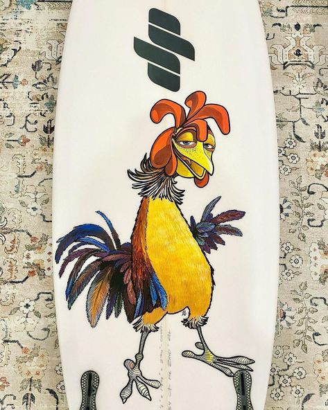 Painted Skim Board, Drawing On Surfboard, Chicken Joe Drawing, Painting Skateboards Ideas, Skateboard Design Aesthetic, Miacore Aesthetic, Surf Board Painting, Stencil Sketch, Surf Board Art