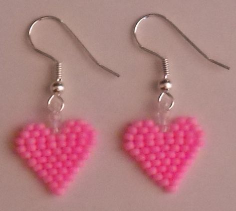 Valentines Beaded heart Earrings Bubble Gum Pink by FoxyMo… | Flickr Bohemian Wedding Earrings, Beaded Heart Earrings, Seed Beads Earrings, Valentines Collection, Miyuki Beads Pattern, Pink Heart Earrings, Art Perle, Beaded Heart, Valentines Earrings