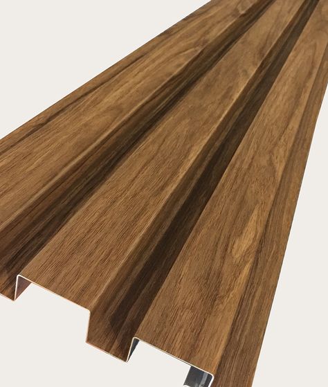 Timber look aluminium cladding Express Batten in Ever Art Board™ Buraun Eboni Wood Cladding Exterior, Aluminum Fabrication, Timber Battens, Cladding Design, Aluminium Cladding, House Cladding, Wood Cladding, Timber Cladding, Exterior Cladding