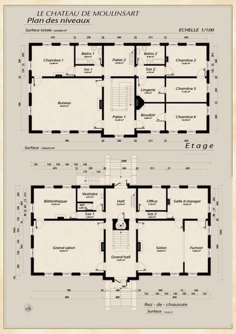 French Mansion Floor Plan, French Chateau Floor Plans, French Floor Plans, Chateau Floor Plans, Chateau House Plans, Manor Floor Plan, French Mansion, Chateau House, Chateaux Interiors