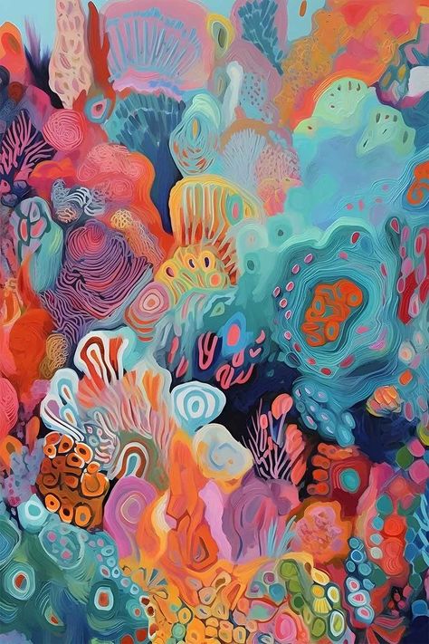 How Design, Coral Art, Soyut Sanat Tabloları, Art Collage Wall, Underwater World, Ocean Art, Funky Art, Coral Reef, Art Plastique