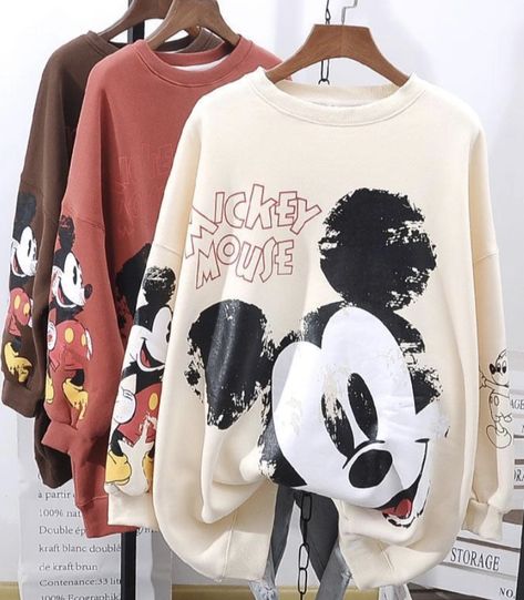 Plus Zise, Cute Disney Outfits, Loose Pullover Sweater, Mickey Mouse Sweatshirt, 90s Sweatshirt, Womens Prom Dresses, Disney Clothes, Disney Sweatshirts, Loose Pullover