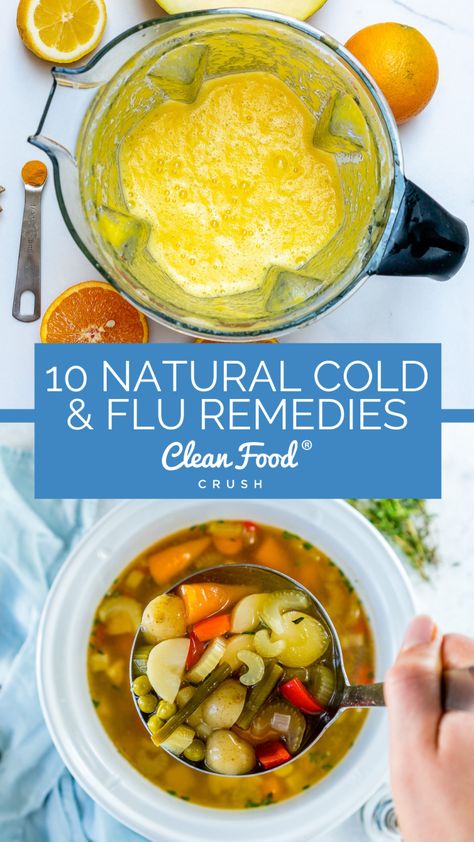 10 Natural Ways to Remedy a Cold or Flu! Being stuck at home sick with the flu or a cold can be miserable. You can do many things to try and alleviate the symptoms, including visiting your doctor, taking medicine, or trying some at-home remedies... Home Remedies For Sickness, Eat When Sick, Taking Medicine, Home Medicine, Sick Remedies, Things To Try, Herbal Teas Recipes, Crockpot Soup Recipes, Clean Food Crush