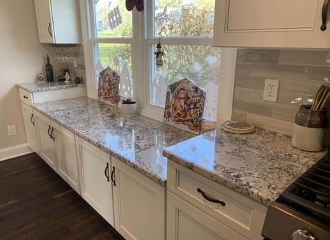 Low Countertop Under Window, Large Kitchen Window Over Sink Ideas, Kitchen Cabinets Around Low Window, Cabinets Under Window In Kitchen, Low Cabinets In Kitchen, Kitchen Sink Between Two Windows, Counter Height Window Kitchen, Kitchens With Low Windows, Low Window In Kitchen Ideas