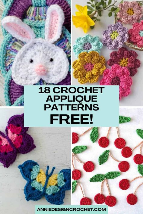 18 Free Crochet Applique Patterns: Flowers to Fruits! - Annie Design Crochet Free Crochet Applique Patterns, Free Crochet Applique, Crochet Applique Patterns, Crochet Star Patterns, Crochet Turtle Pattern, Crochet Applique Patterns Free, Ravelry Crochet, Free Crochet Doily Patterns, Quick Crochet Patterns